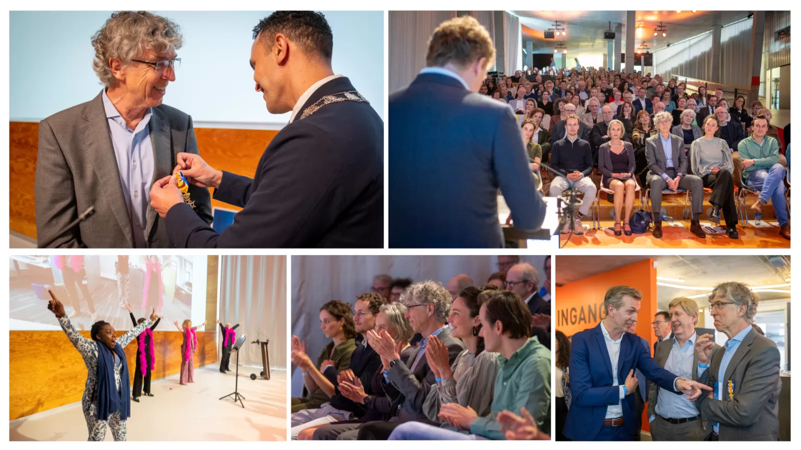 Verschillende foto's van het afscheidssymposium van Patrick Bindels